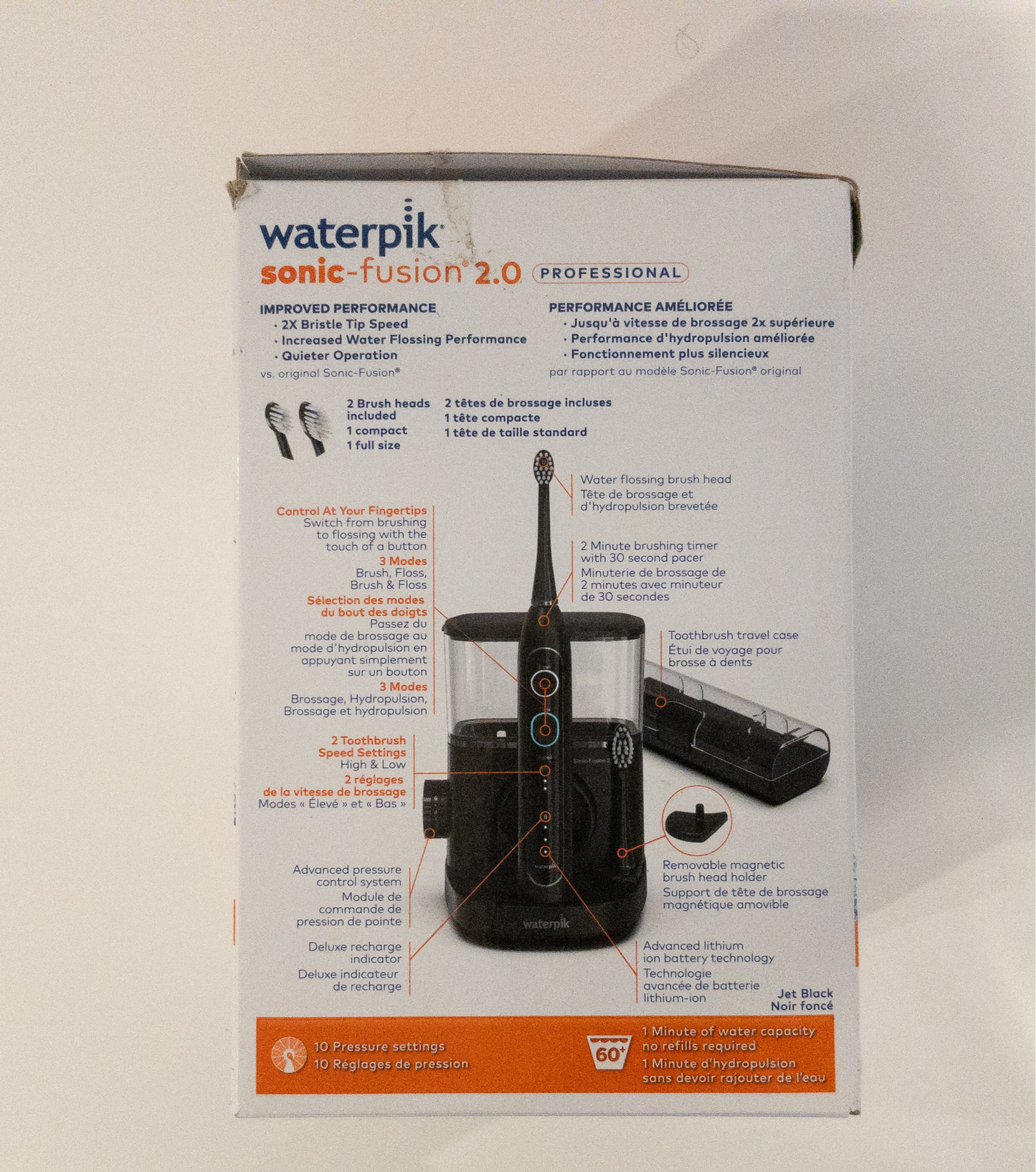 Waterpik Sonic-Fusion 2.0 Professional Flossing Electric Toothbrush with Water Flosser Combo In One, Black SF-04, Packaging May Vary