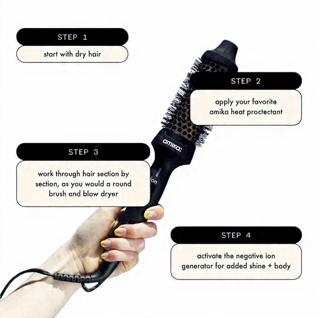 Amika Blowout Babe Thermal Brush, Black