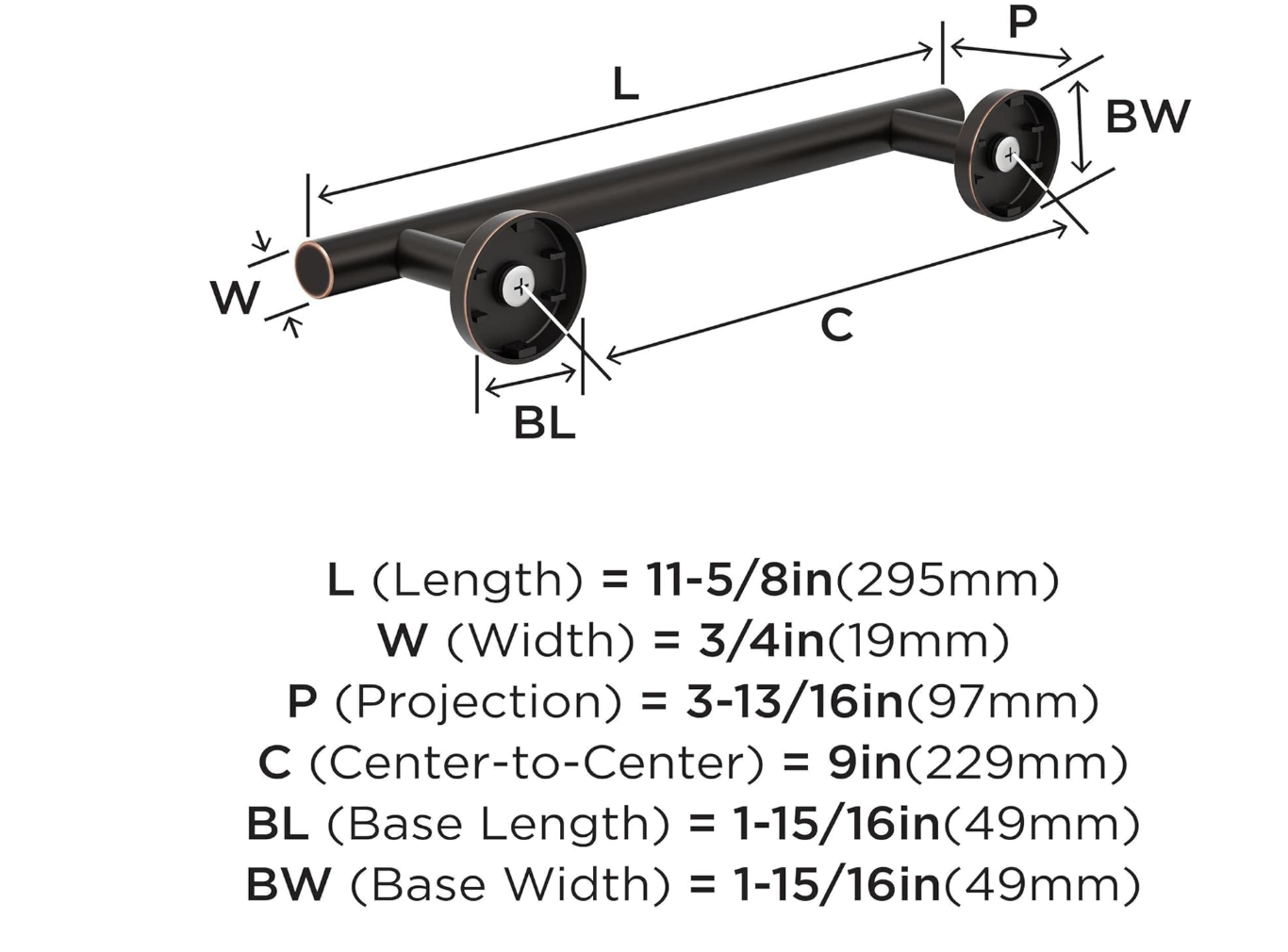 The Amerock BH26546ORB Arrondi Towel Bar in Oil Rubbed Bronze