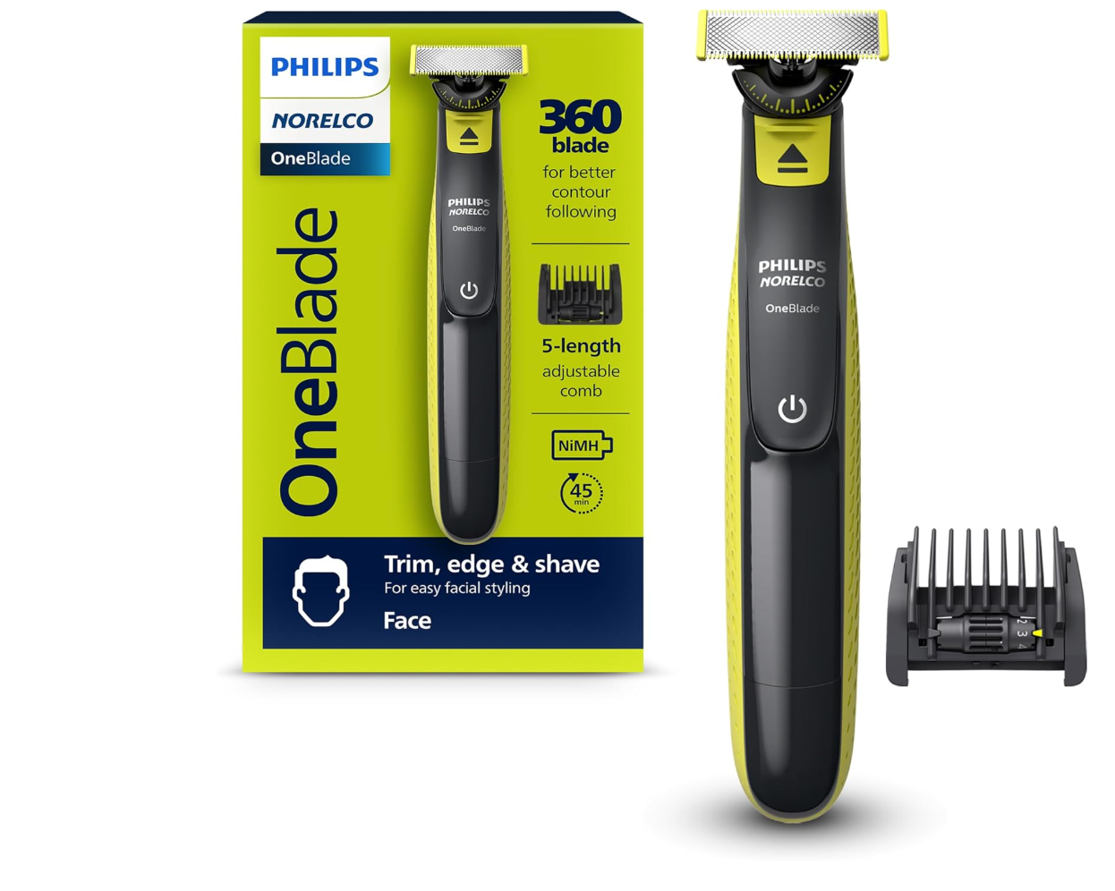Philips Norelco OneBlade 360 Hybrid Face Electric Beard Trimmer and Shaver