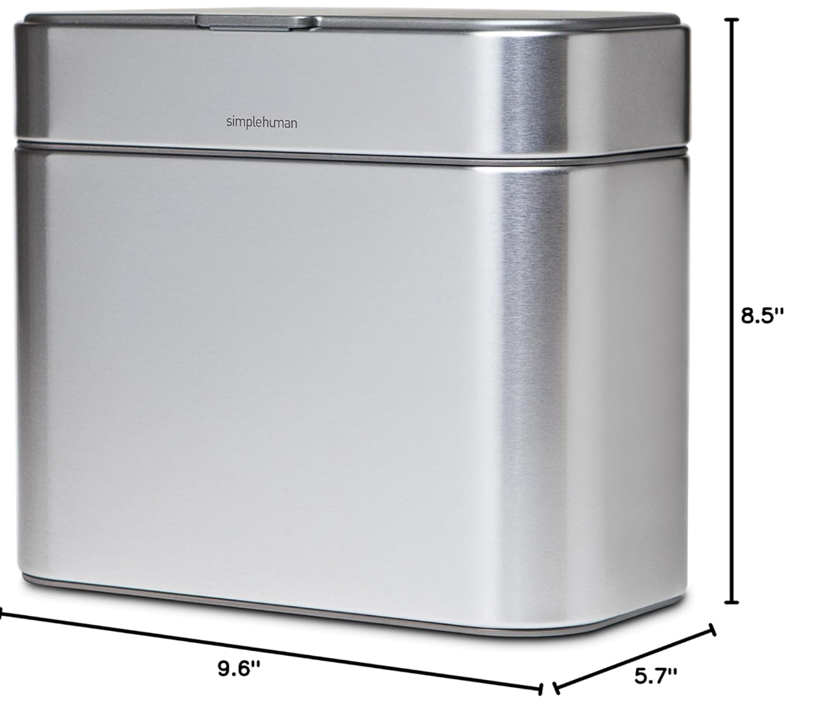 Simplehuman Compost Caddy, Detachable and Countertop Bin, 4 Liter / 1.06 Gallon, Brushed Stainless Steel