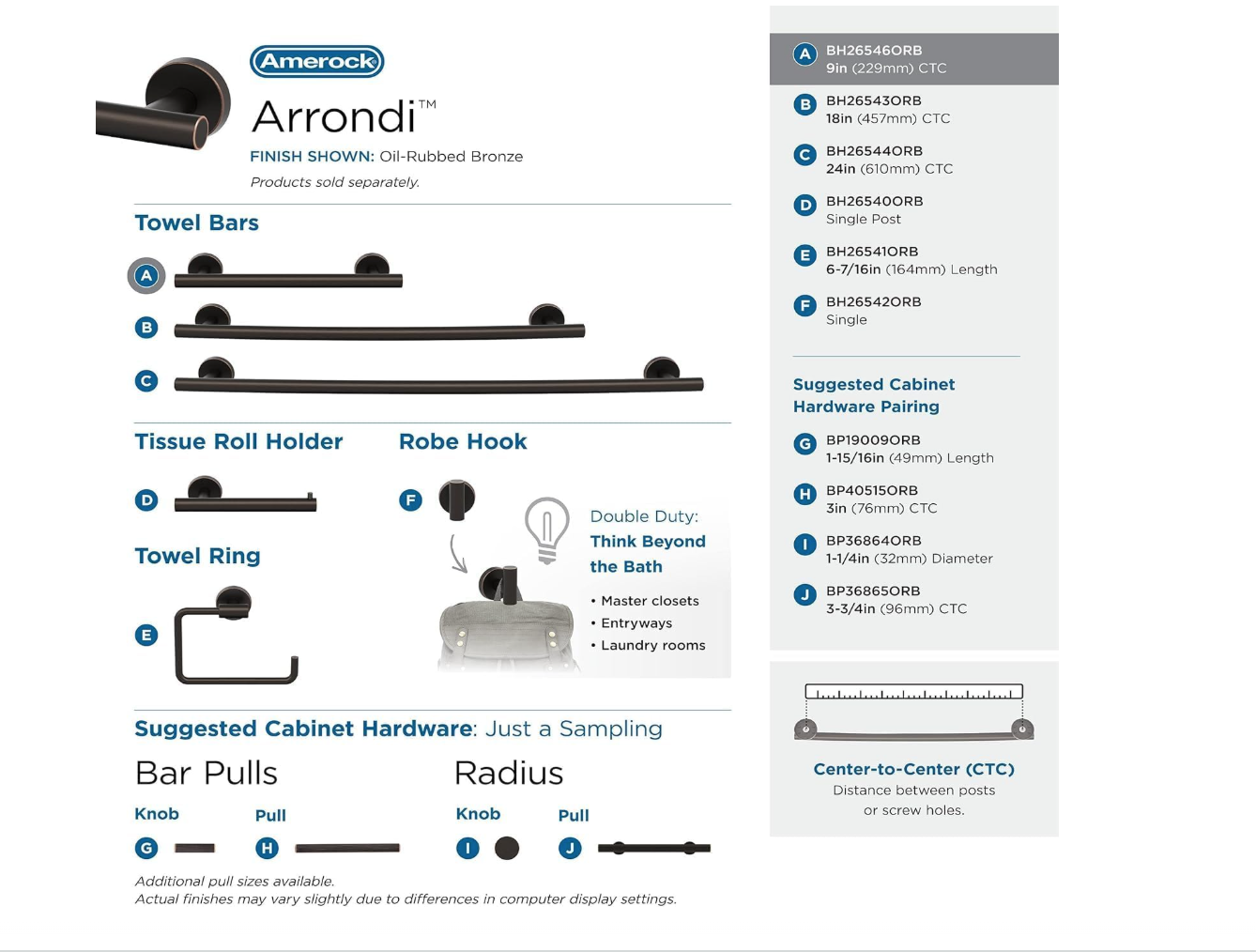 The Amerock BH26546ORB Arrondi Towel Bar in Oil Rubbed Bronze