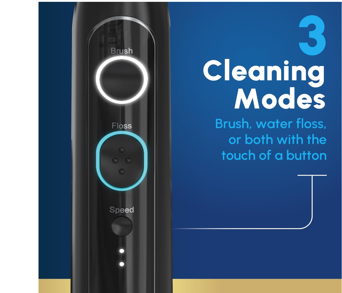 Waterpik Sonic-Fusion 2.0 Professional Flossing Electric Toothbrush with Water Flosser Combo In One, Black SF-04.