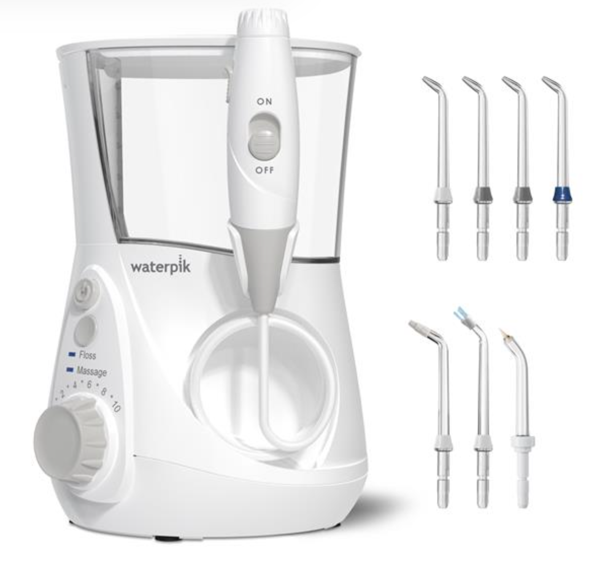 Waterpik Aquarius Water Flosser For Teeth Cleaning, Gums, Braces, Dental Care, Electric Power With 10 Settings, 7 Tips For Multiple Users And Needs, ADA Accepted, White WP-660,